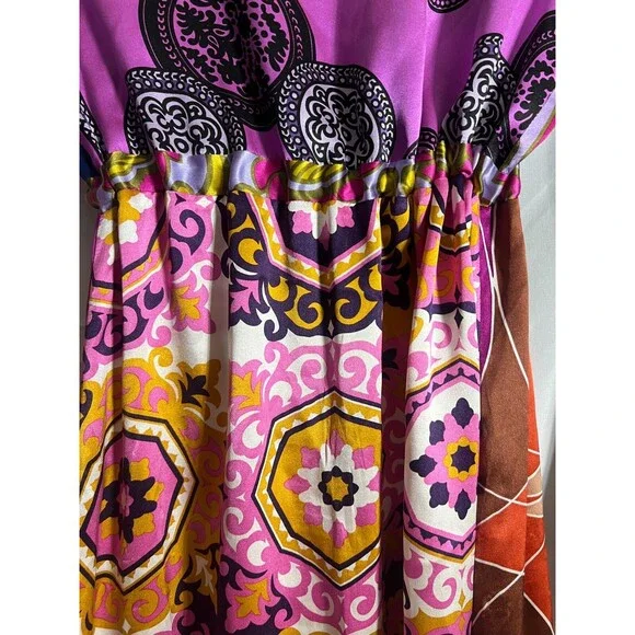 Alice & Trixie Dress Silk Tie Front Retro Bell Sleeves Tunic Dress XS - Picture 6 of 11